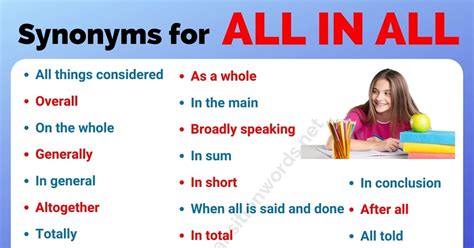 Find 190 different ways to say AT THE END, along with antonyms, related words, and example sentences at Thesaurus. . All in all synonyms